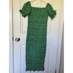 Shein Small Scoop Neck Shirred Ditsy Floral Dress